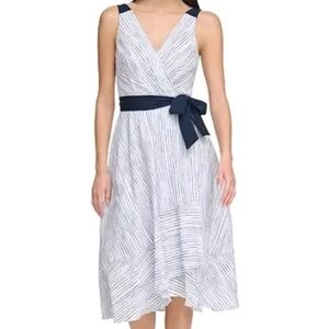 DKNY Asymmetrical Dress - Navy and White